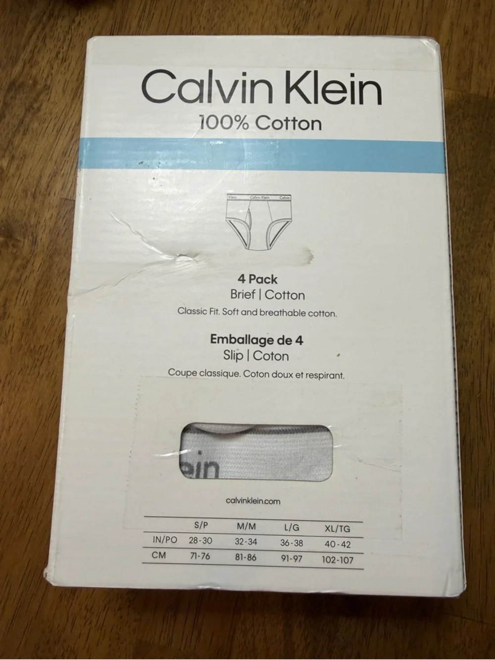 Calvin‎ Klein White Men's Size XL & M Classic Fit Cotton Briefs - 4 Pack